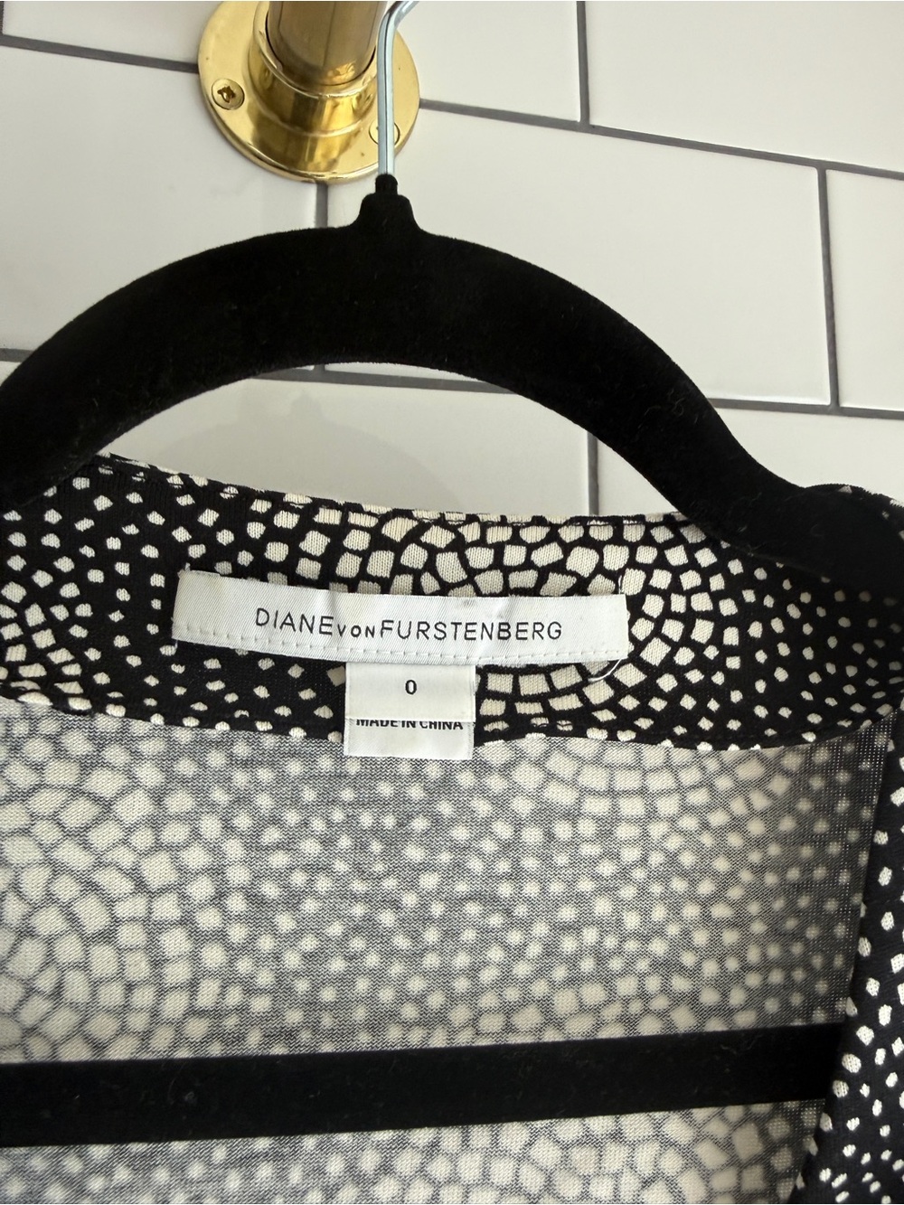Diane von Furstenberg Black and White Printed Wrap Dress - Picture 3 of 4
